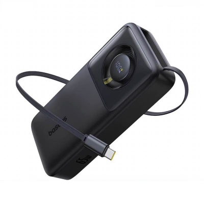 Picture of Baseus NOMOS Series 65W 20000mAh Power Bank With Built-in Retractable Type-C Cable-Black