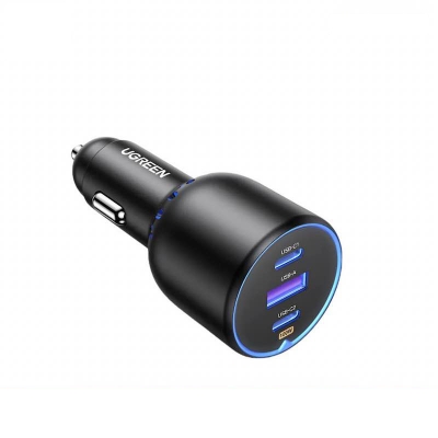 Picture of Ugreen Car Charger 130W 2x Type-c 1x USB A Super Fast Charging Adapter-Black