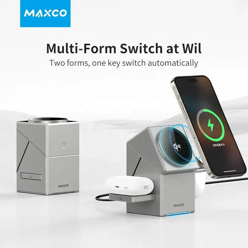 Picture of MAXCO Geometry Qi2 3in1 MagSafe Wireless Charger MW11-White