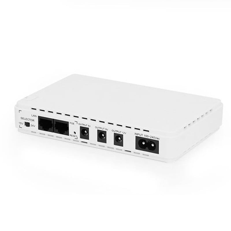 Picture of SKE POE 432P Mini DC UPS 25Watt 5v 9v 12v & PoE support 15/24v (10400MAH UPDATE VERSION-White