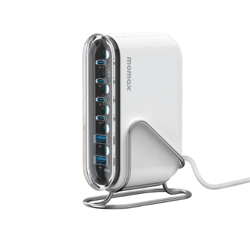 Picture of MOMAX 1-Charge Flow+ 120W USB-C & USB-A 6-Port GaN Desktop Charger (UM55)-White