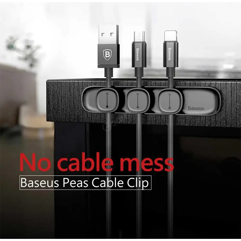 Picture of Baseus Cable Organizer Magnetic Cable Management USB Cables Holder Silicione Flexible Desktop Clips-Black
