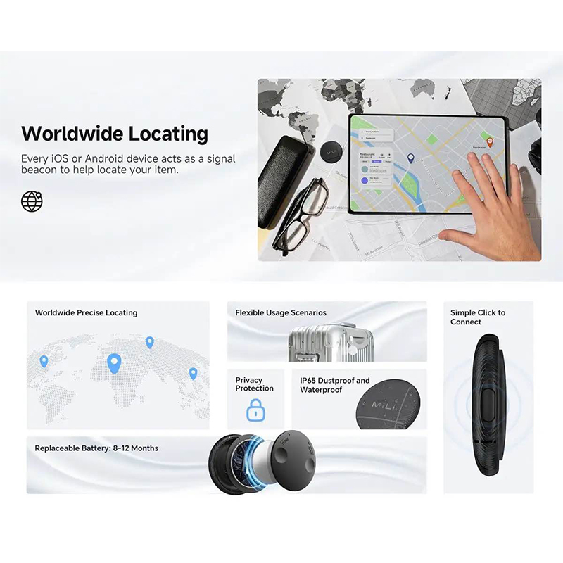 Picture of MiLi LiTag Duo Smart Finder Location Tracking Device (Android + IOS)-Black