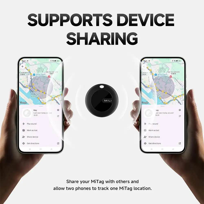 Picture of MiLi MiTag Duo Smart Finder for both Android & iOS – replaceable battery, Google & Apple Find My certified-Black