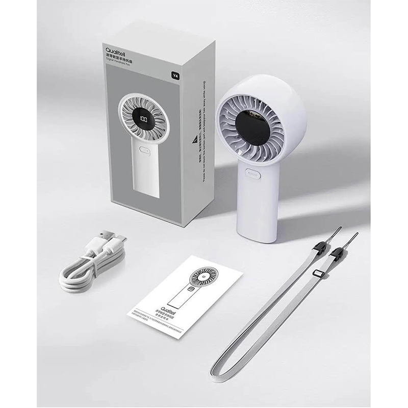 Picture of Qualitell Y4 Handheld Mini Fan: Digital Display 3600mAh Cooling-White
