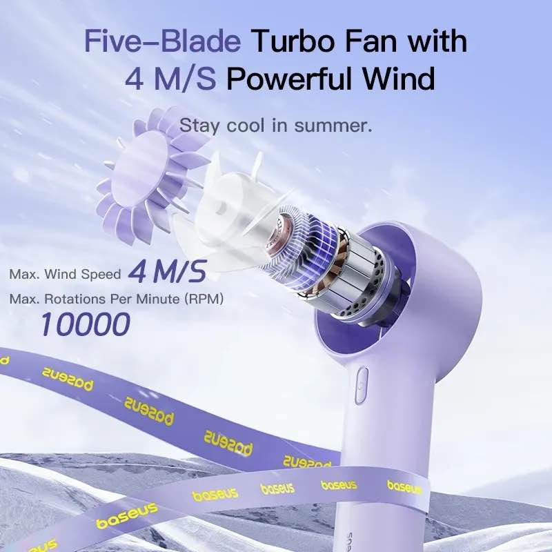 Picture of Baseus Fan GoTrip DT1 Mini Turbine Handheld Fan-Blue