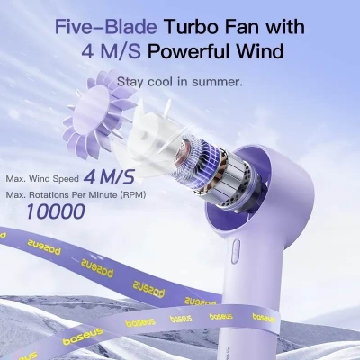 Picture of Baseus Fan GoTrip DT1 Mini Turbine Handheld Fan-Blue