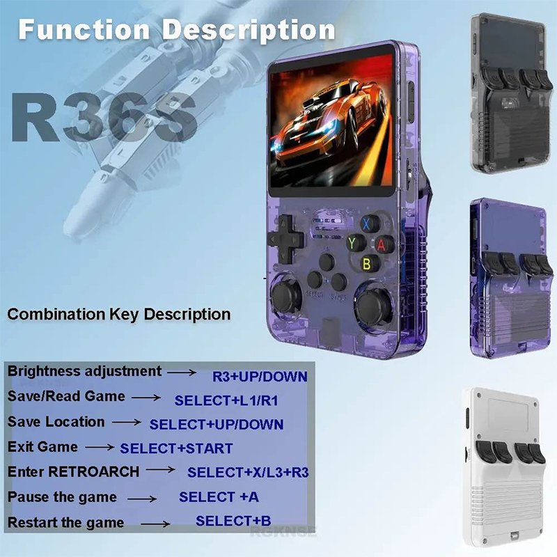 Picture of R36HD Handheld Game Consoles with 2X HIGH-QUALITY IPS Display-Clear Purple