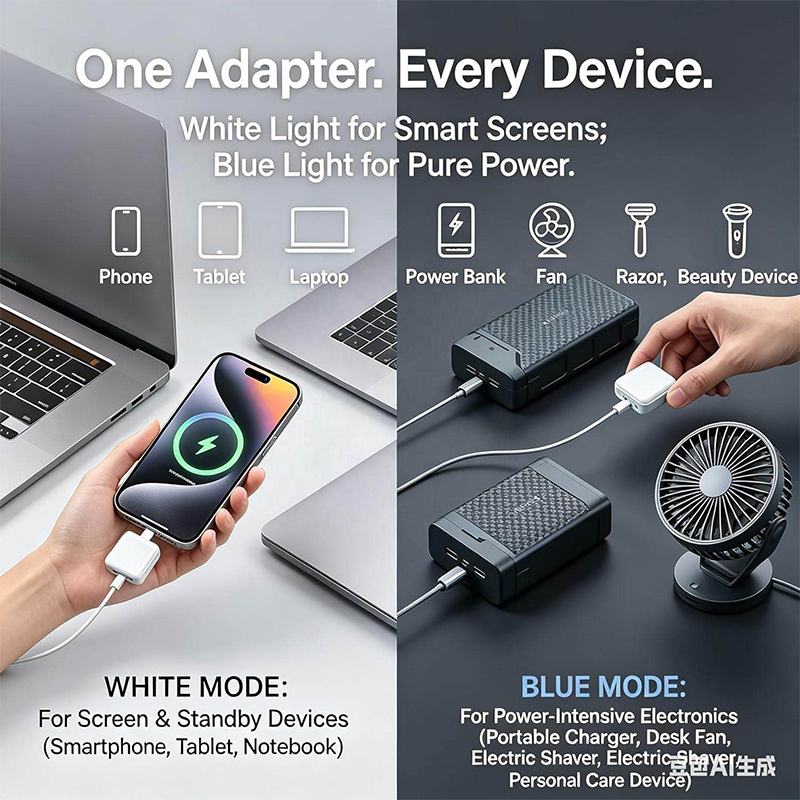 Picture of Smart Auto Stop Full Charging Adapter Overcharge Protection – AI Powered Auto Eject USB-C for Smartphone,Laptop Tablet-White