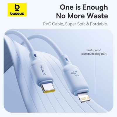 Picture of Baseus Cable For Iphone 14 13 12 11 Series Type-c to Lightning PD 20W Silky Series Fast Charging Galaxy-sky blue