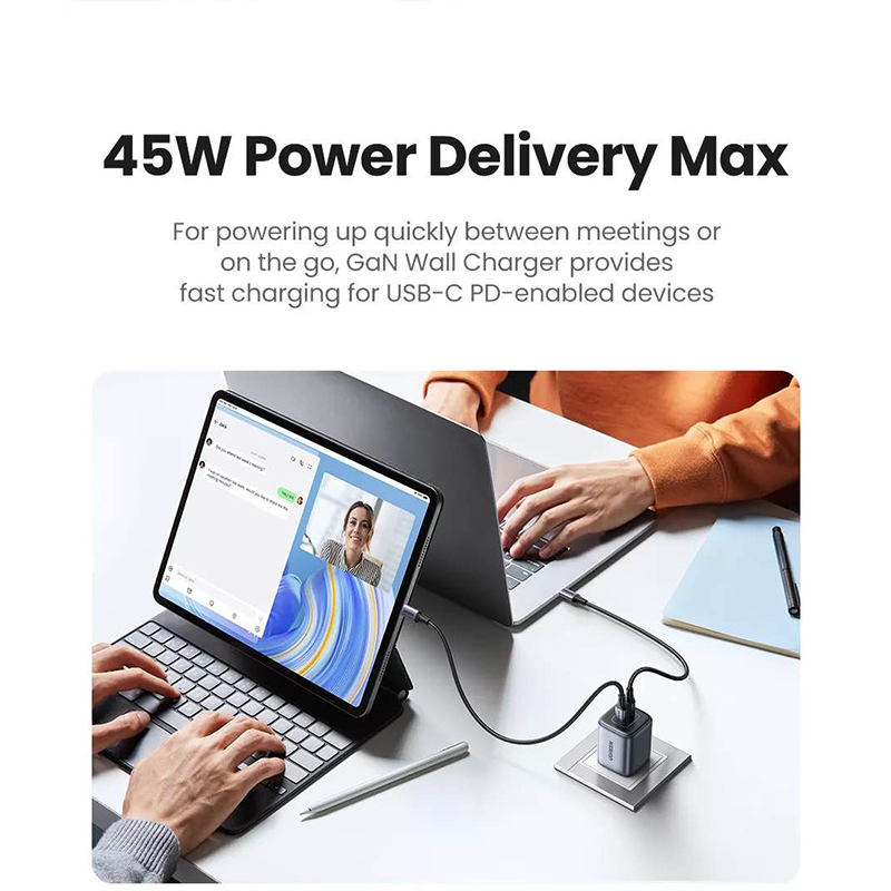 Picture of Ugreen Nexode 45W GaN PD Dual USB-C Charger Adapter-Black