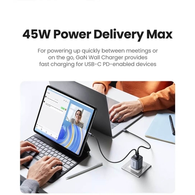 Picture of Ugreen Nexode 45W GaN PD Dual USB-C Charger Adapter-Black