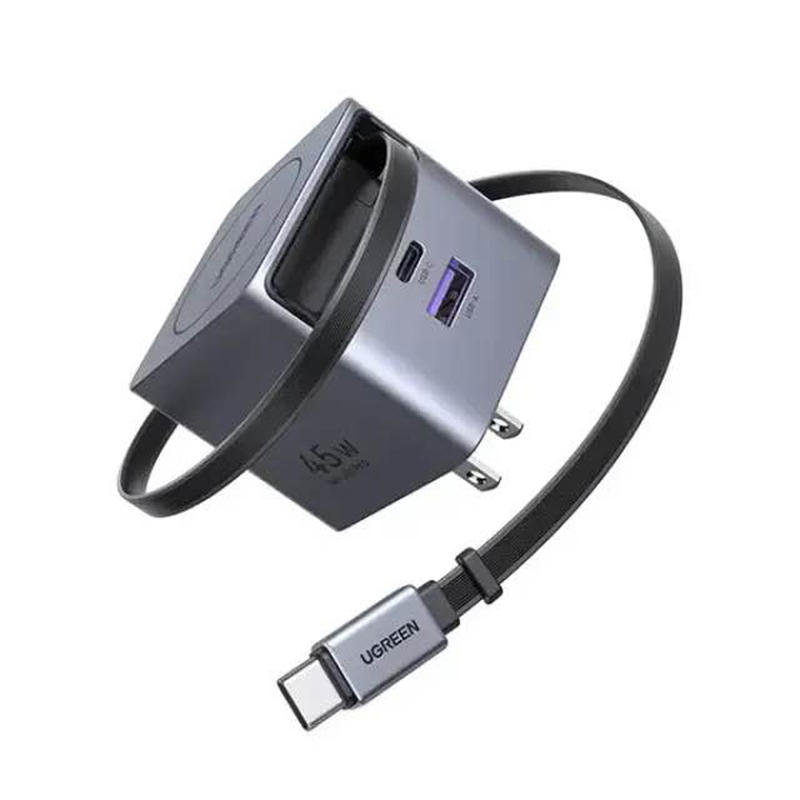 Picture of UGREEN X615 65W /45WGaN Fast Charger with Retractable USB-C Cable 65826-65W Black