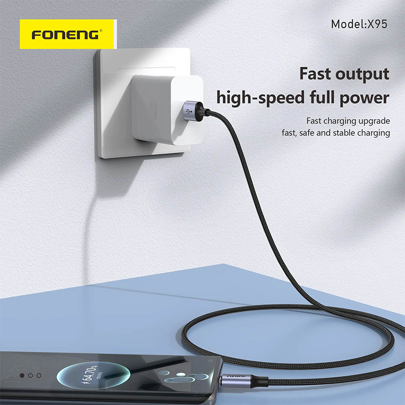 Picture of Foneng X95 1.2M METAL HEAD BRAIDED CABLE (3A)