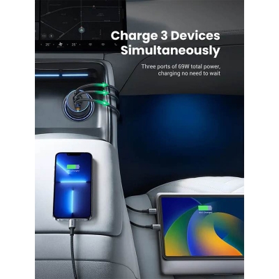 Picture of UGREEN 75W 3-Port Fast Car Charger EC703-Black