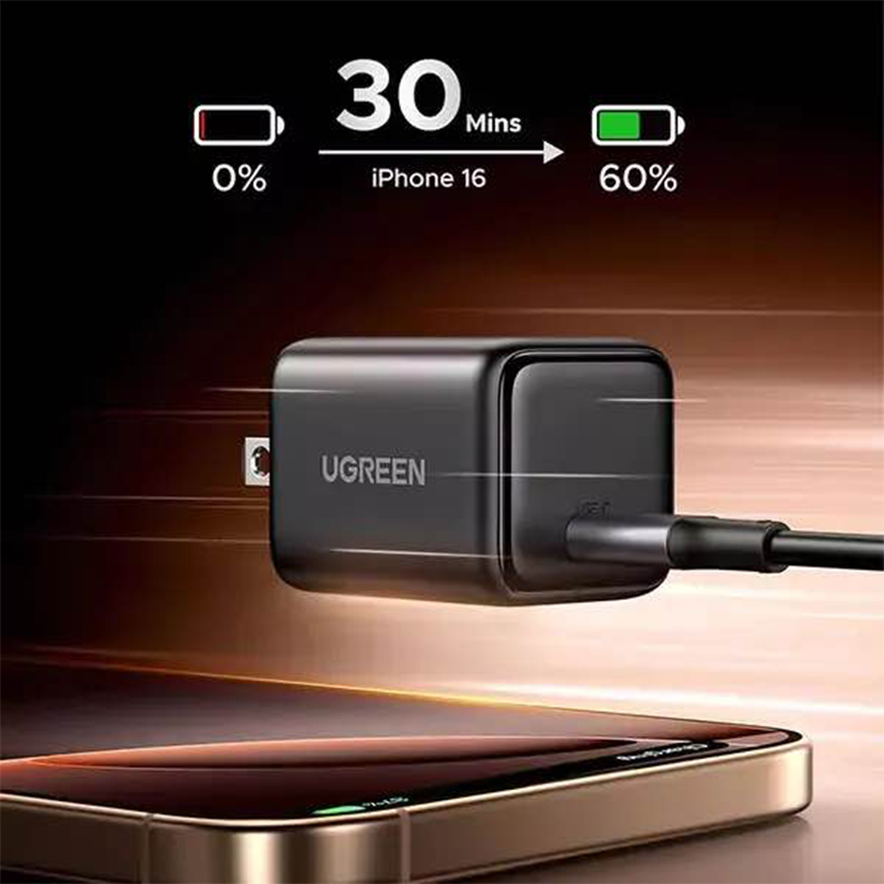 Picture of UGREEN X513 30W USB-C GaN Fast Charger US Plug (55530)-Black
