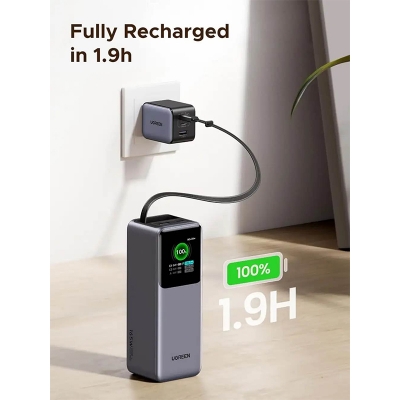 Picture of UGREEN Nexode Power Bank 20000mAh 165W with Built-in USB C Cable Laptop Travel Portable Charger-Black
