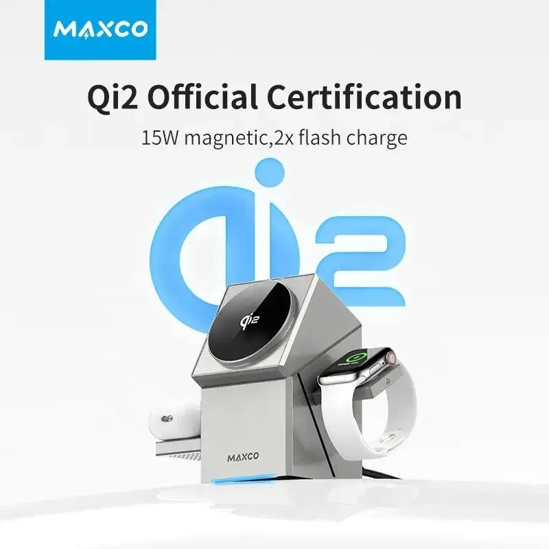 Picture of MAXCO Geometry Qi2 3in1 MagSafe Wireless Charger MW11-White