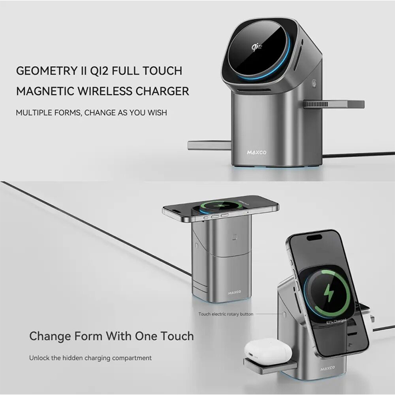 Picture of Maxco Mw15 Geometry Ii Qi2 Magnetic Wireless Charger-White