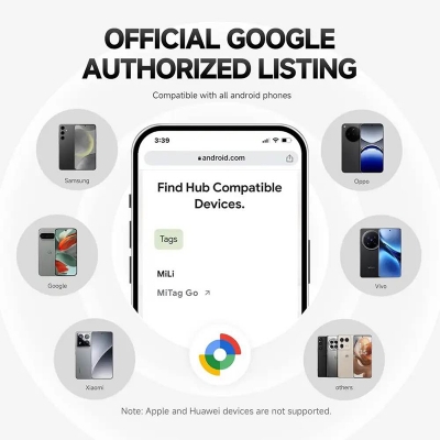 Picture of MiLi MiTag Duo Smart Finder for both Android & iOS – replaceable battery, Google & Apple Find My certified-Black