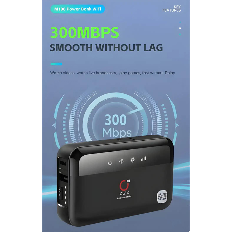 Picture of OLAX M100 WiFi-6 10000mAh 4G 5G Pocket Router-Black