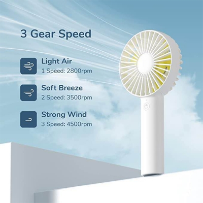 Picture of JISULIFE FA21 Handheld Fan Portable Small Fan with 3 Speeds-White