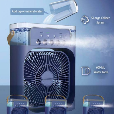 Picture of Air Cooler Fan Humidifier Fan Water Mist Fan with RGB light- Non rechargeable-Multicolor