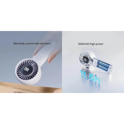 Picture of Qualitell Y4 Handheld Mini Fan: Digital Display 3600mAh Cooling-White