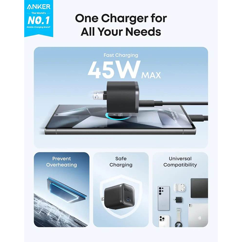 Picture of Anker Nano Pro 1C 45W GaN Charger (A2692)-Black