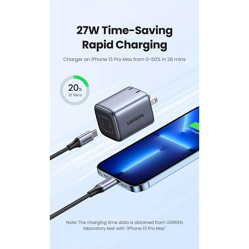 Picture of Ugreen Nexode 45W GaN PD Dual USB-C Charger Adapter-Black