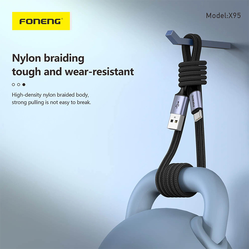 Picture of Foneng X95 1.2M METAL HEAD BRAIDED CABLE (3A)