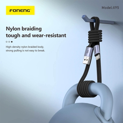 Picture of Foneng X95 1.2M METAL HEAD BRAIDED CABLE (3A)