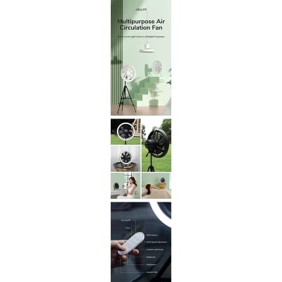 Picture of JISULIFE FA17 Outdoor LED Ceiling Fan With Long Tripod Stand-Black