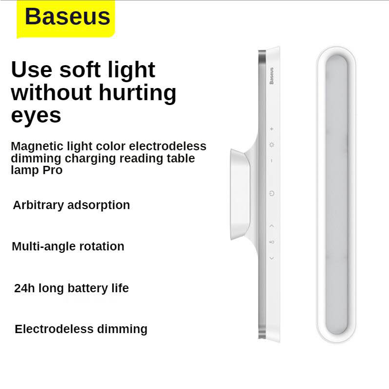 Picture of Baseus Magnetic Table Lamp Hanging Wireless Touch LED Desk Lamp Home Cabinet Study Reading Lamp Stepless Dimming USB Night Light-Silver