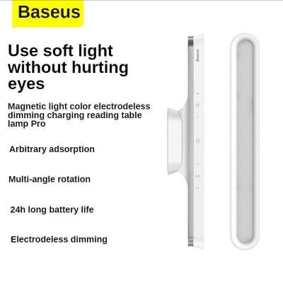 Picture of Baseus Magnetic Table Lamp Hanging Wireless Touch LED Desk Lamp Home Cabinet Study Reading Lamp Stepless Dimming USB Night Light-Silver