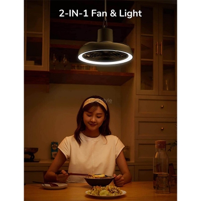 Picture of JISULIFE FA17 Rechargeable Fan with LED Light and Table Tripod-Black