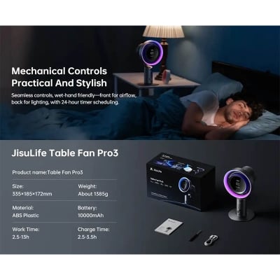 Picture of JISULIFE Table Fan Pro 3 Turbo Oscillating Fan with Air Purifier-Black
