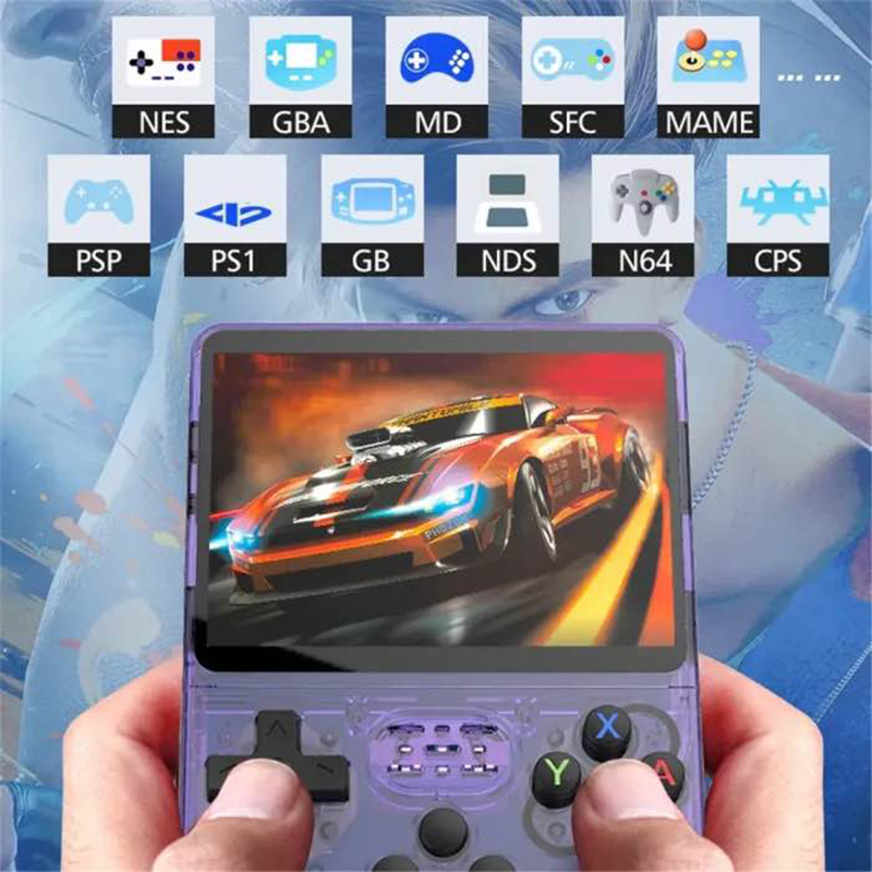 Picture of R36S Retro Game Console 64GB 21000+ Games Linux and PSP Gaminig System 3.5 Inch IPS Screen Portable Pocket Game Player for Kids B Easy to Use-Black