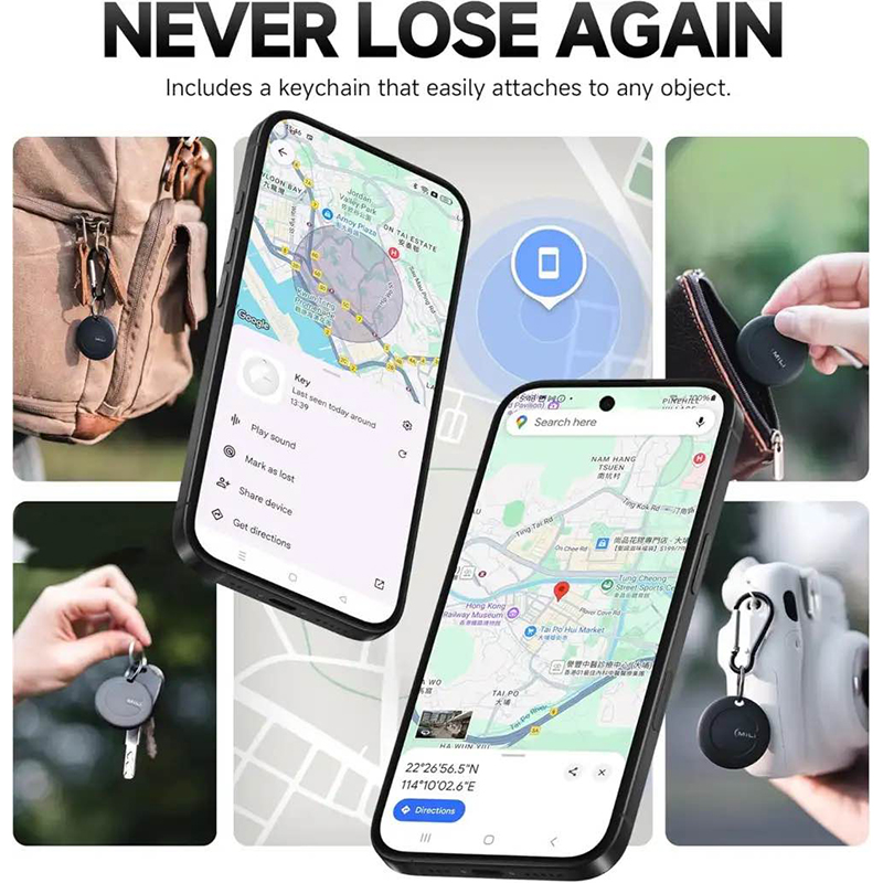 Picture of MiLi MiTag Duo Smart Finder for both Android & iOS – replaceable battery, Google & Apple Find My certified-Black
