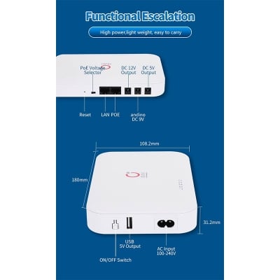 Picture of OLAX POE D8 Pro Smart UPS 20000mAh 24W Router Backup 5V 9V 12V-White