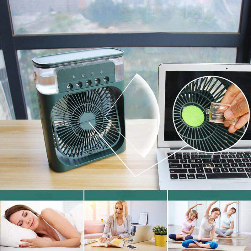 Picture of Air Cooler Fan Humidifier Fan Water Mist Fan with RGB light- Non rechargeable-Multicolor