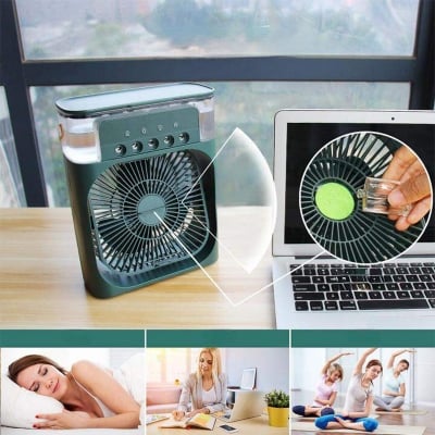 Picture of Air Cooler Fan Humidifier Fan Water Mist Fan with RGB light- Non rechargeable-Multicolor