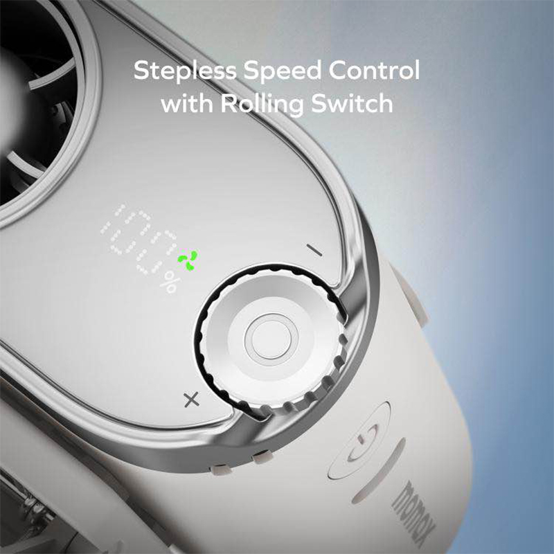 Picture of Momax 1° Go Clip IF23W Mini Fan 40,000 RPM High-Speed Cooling Fan | 3000mAh Rechargeable Clip-On-White