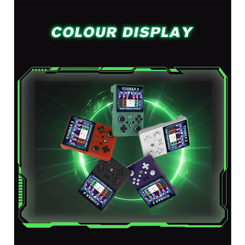 Picture of R36 Max 2 Handheld Game Console with WiFi 2 Player Arcade Game 4000mAh Battery 4.5Inch crystal clear OLED quality IPS Screen-Black