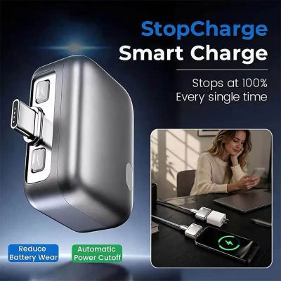 Picture of Smart Auto Stop Full Charging Adapter Overcharge Protection – AI Powered Auto Eject USB-C for Smartphone,Laptop Tablet-White