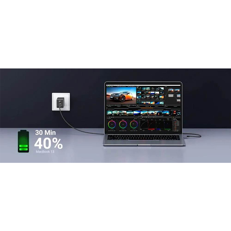 Picture of UGREEN 65W USB C 3 Ports Charger with Type-C Cable-Black