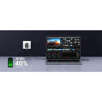 Picture of UGREEN 65W USB C 3 Ports Charger with Type-C Cable-Black