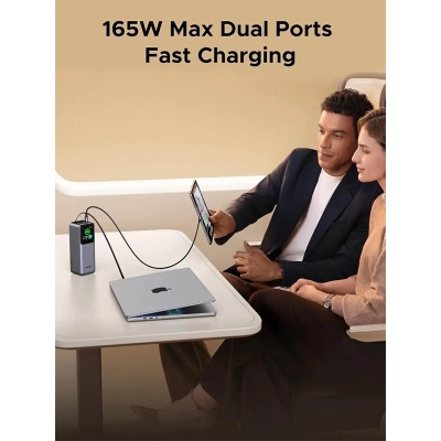 Picture of UGREEN Nexode Power Bank 20000mAh 165W with Built-in USB C Cable Laptop Travel Portable Charger-Black