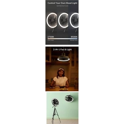 Picture of JISULIFE FA17 Outdoor LED Ceiling Fan With Long Tripod Stand-Black