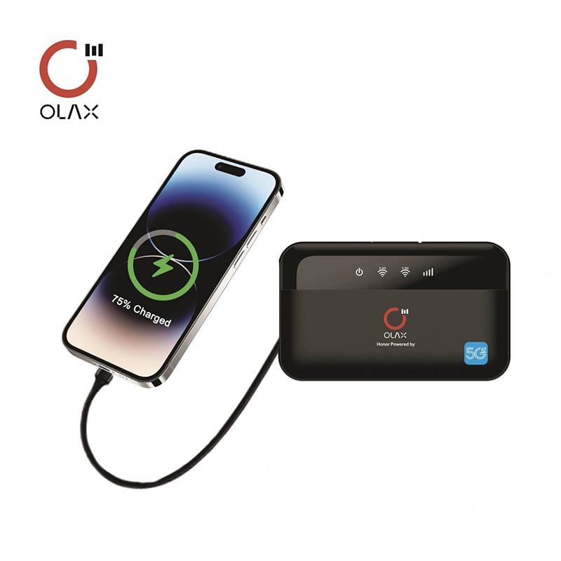 Picture of OLAX M100 Power Bank WiFi Router – 10,000mAh Portable Charger & WiFi 6 4G Router (Dual-Band, SIM Support)-Black
